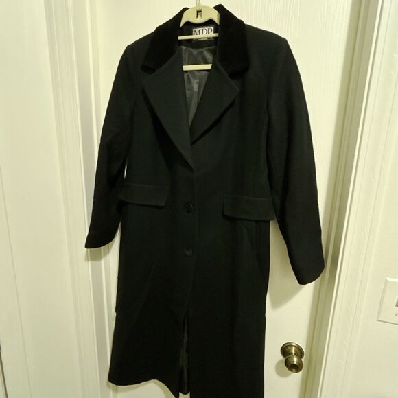Mario De Pinto MDP Wool Coat Womens Sz M Black Ankle Length Vintage Made In USA - Picture 2 of 9